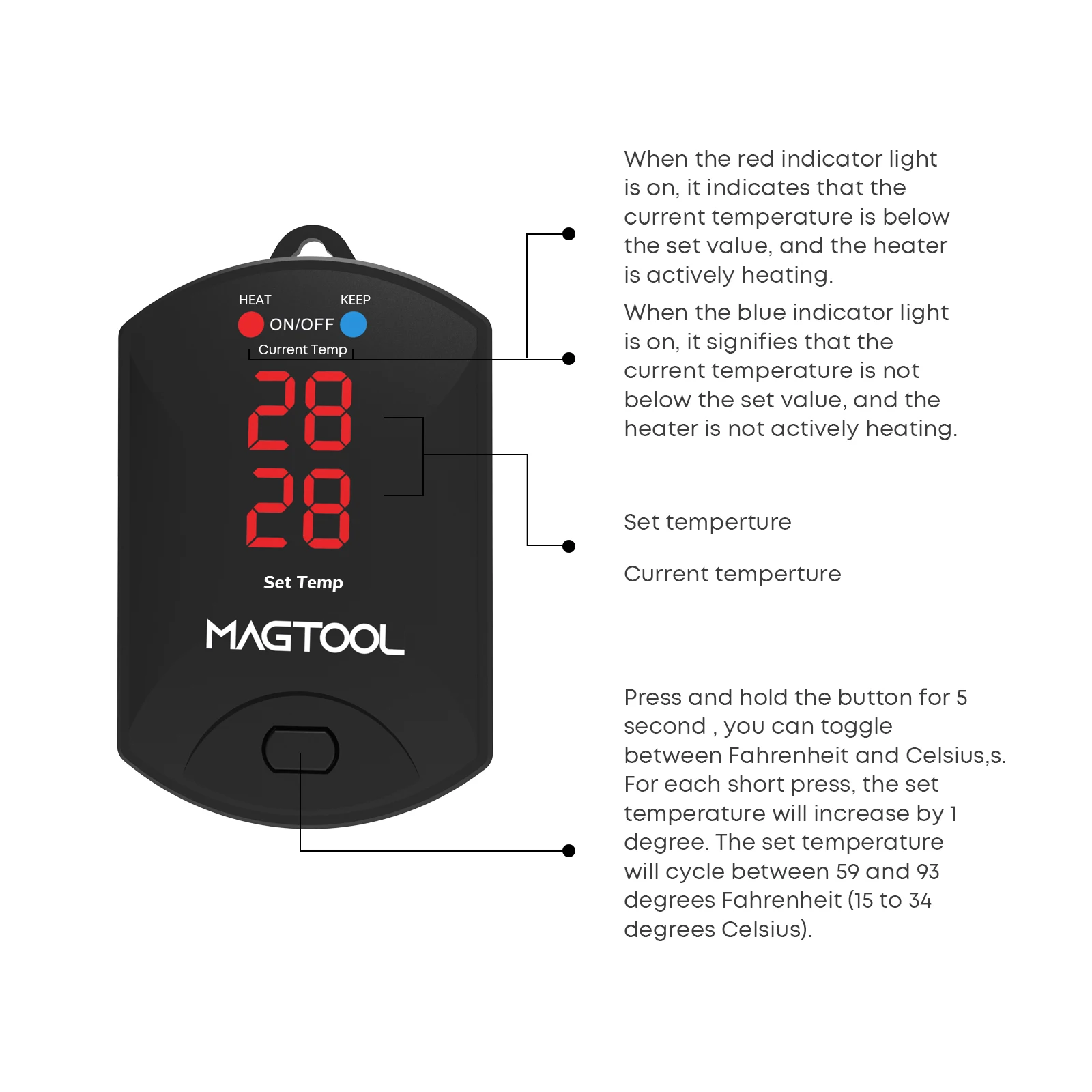MagTool Нагревательный стержень для аквариума с защитой от перегрева и автоматическим отключением питания для пресной и соленой воды 4