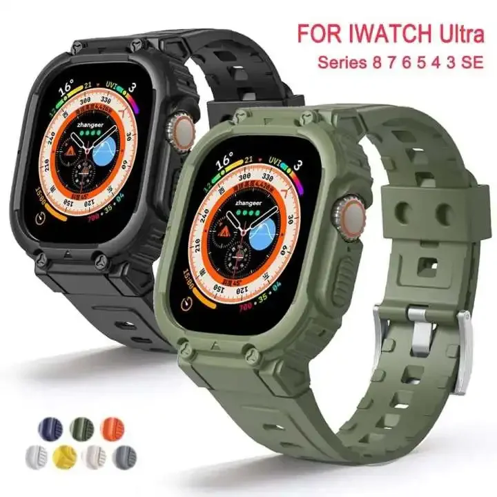 Чехол Ремешок для Apple Watch Ultra 49 мм 45 мм 44 мм 41 мм 40 мм Силиконовый ремешок для Iwatch Series 8 7 6 Se 5 4 Защитный чехол Браслет