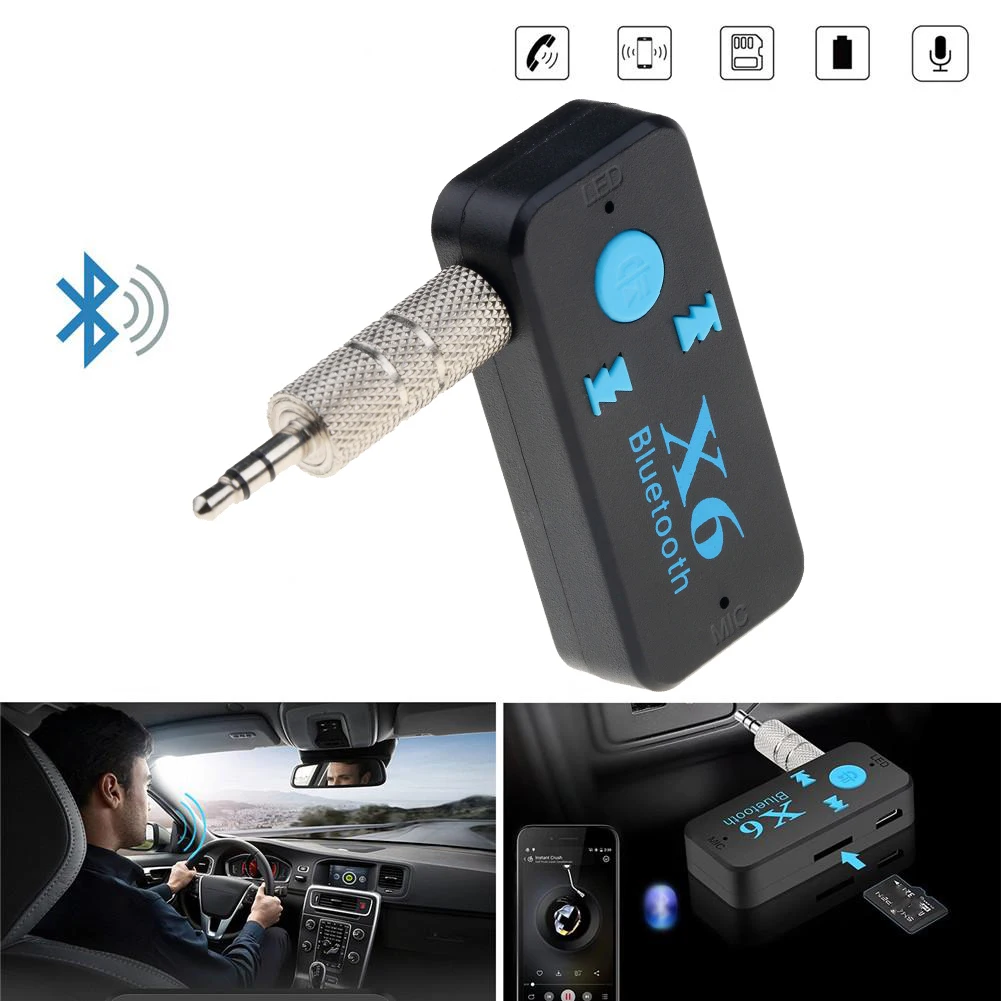 3,5 мм Aux Bluetooth Гарнитура Авто Комплект Беспроводной A2Dp Аудио Ресивер TF Карта Mp3 Музыкальный Передатчик Для Автомобиля Динамик Mp3 Плеер 1