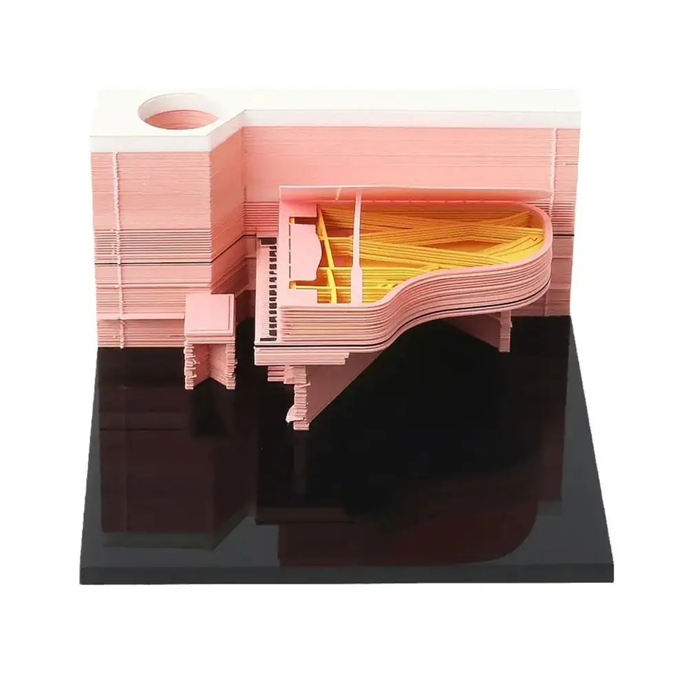 Omoshiroi Block 3D Блокнот Блокнот Заметка Розовый Пианино Модель Стерео Арт Бумага Резной Стикер Блокнот Блокнот Заметки Рождественские подарки 1