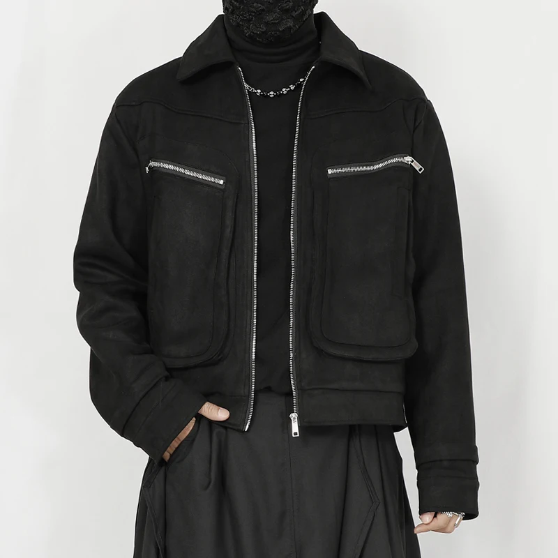 Оригинальная мужская одежда, новая куртка, ниша, дизайнерская замшевая короткая куртка, ретро, трехмерный карман, свободная куртка 0