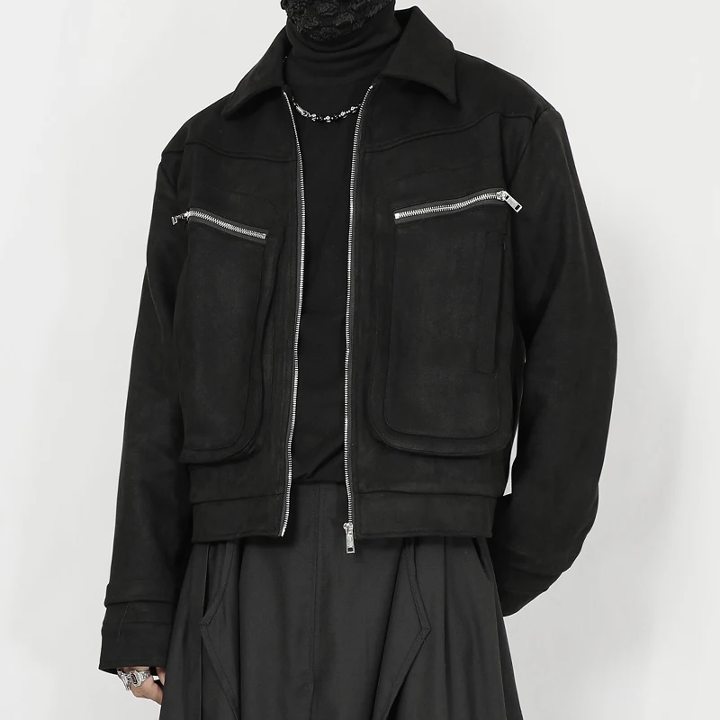 Оригинальная мужская одежда, новая куртка, ниша, дизайнерская замшевая короткая куртка, ретро, трехмерный карман, свободная куртка 1