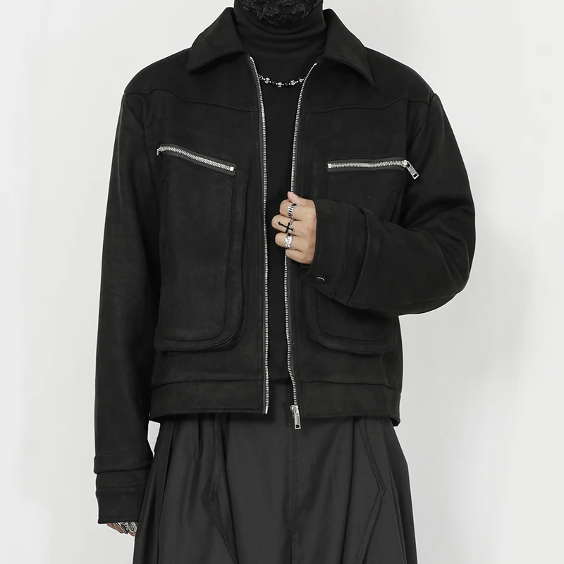 Оригинальная мужская одежда, новая куртка, ниша, дизайнерская замшевая короткая куртка, ретро, трехмерный карман, свободная куртка 2
