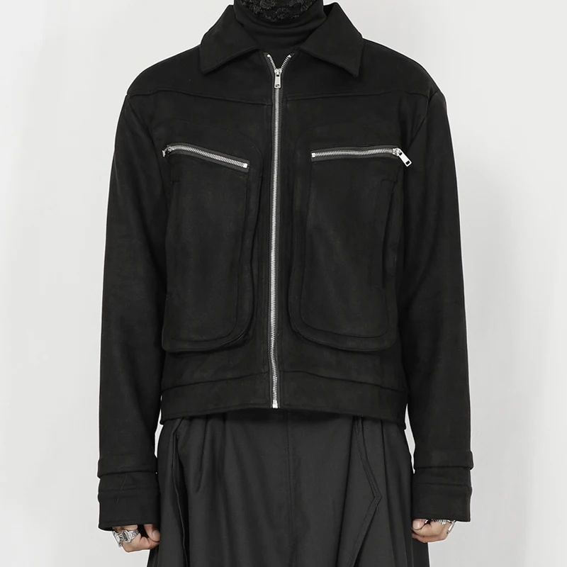 Оригинальная мужская одежда, новая куртка, ниша, дизайнерская замшевая короткая куртка, ретро, трехмерный карман, свободная куртка 3