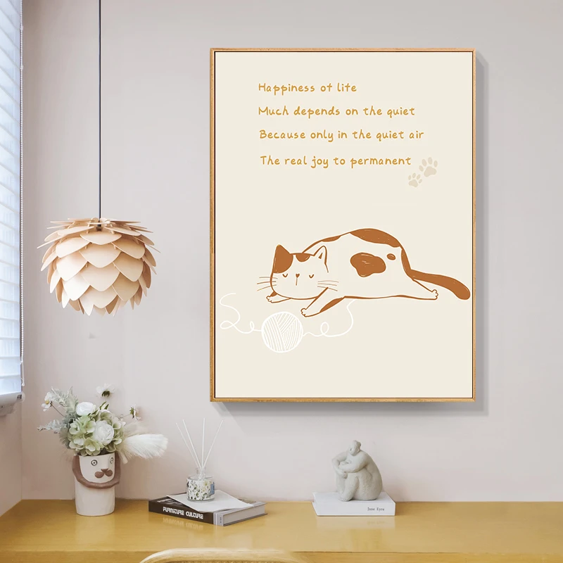 Плакат с животными, Картина на холсте с милой кошкой, Картина украшения детской спальни, Печать плаката, Письмо Холст Живопись Moder
