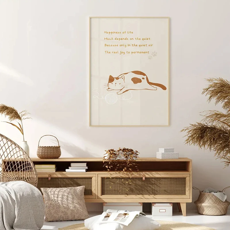 Плакат с животными, Картина на холсте с милой кошкой, Картина украшения детской спальни, Печать плаката, Письмо Холст Живопись Moder 2