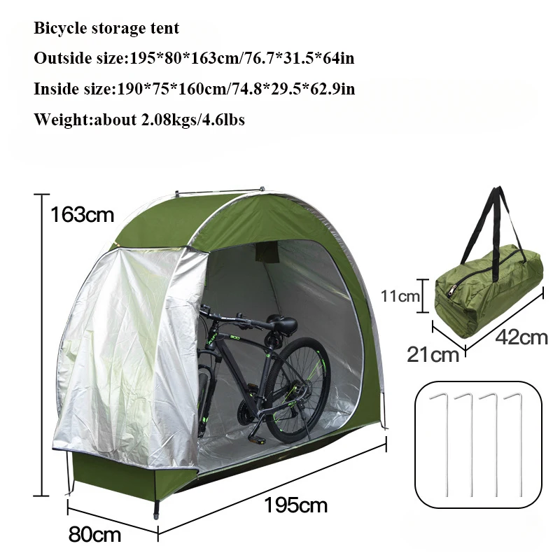  Открытый навес для хранения велосипедов Палатка 210D Оксфордская ткань с серебряным покрытием Портативный водонепроницаемый складной одноместный велосипедный удобный чехол 1