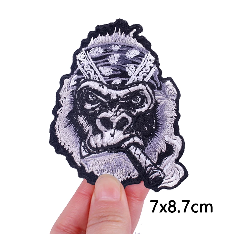 Smoking Monkey Patch Muscle Animals Punk Embroidery Patch Iron On Patches For Clothing Термоклейкие патчи на одежде Значки 1