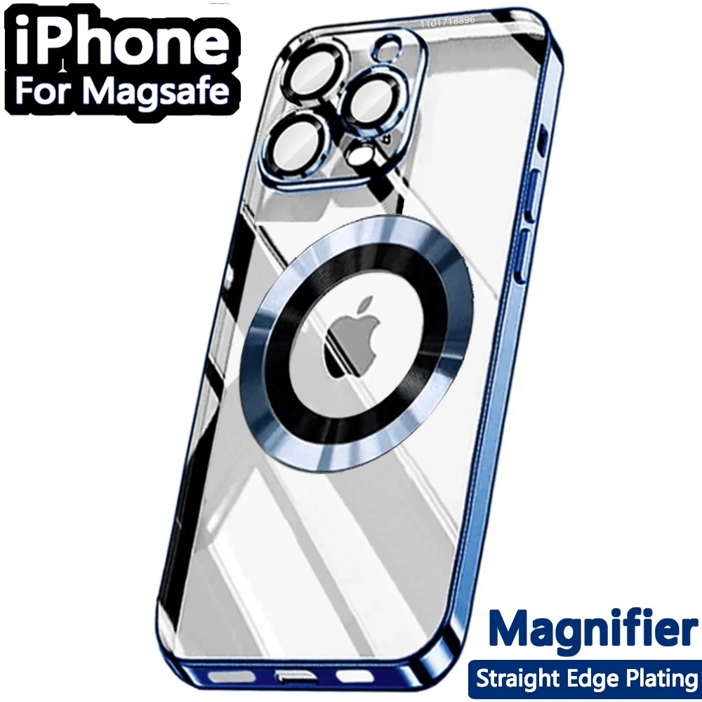 Оригинальная прозрачная крышка с логотипом для Apple Magsafe Чехол Iphone 15 14 Plus 11 12 13 Pro Max Magnetism 4K Camera Film 0