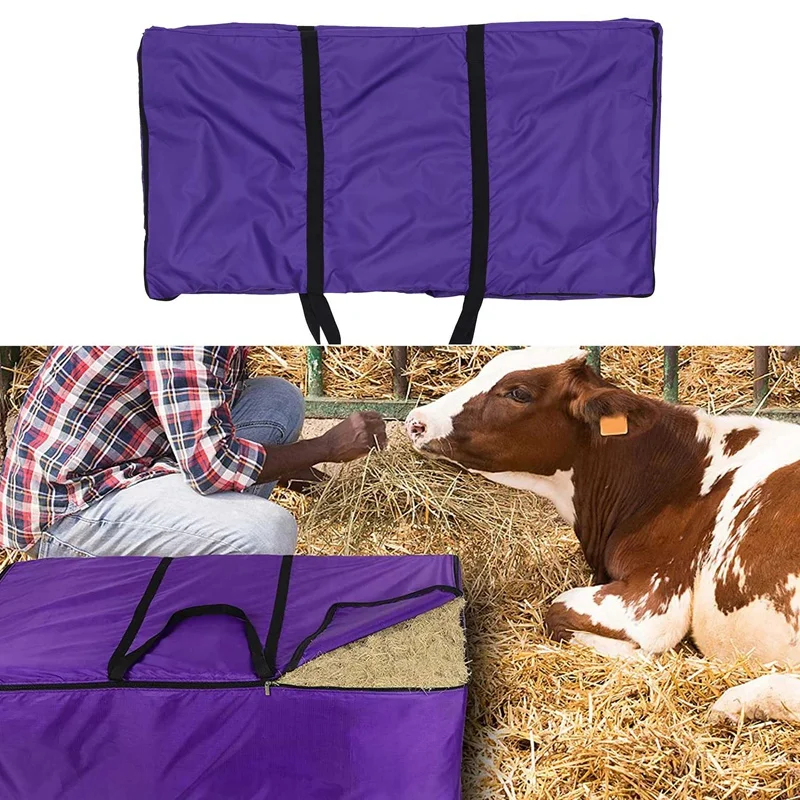  сумка для хранения тюков сена, очень большая сумка для переноски тюков сена, складные портативные сумки для тюков сена для лошадей и домашнего скота с застежкой-молнией для воды 4