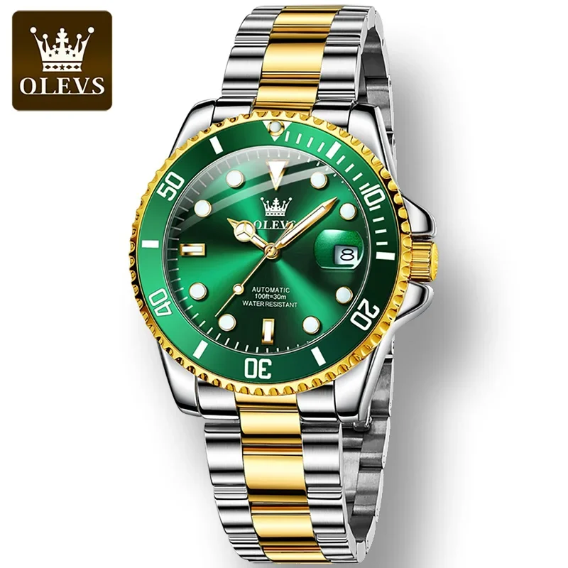 OLEVS 6650 Ремешок из нержавеющей стали Высококачественные мужские наручные часы, Автоматические механические Бизнес Водонепроницаемые часы для мужчин Luminous