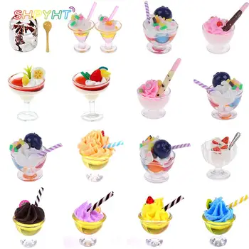 1/2 шт. Стаканчики для мороженого Drink Ice Cream Set Model Pretend Play Mini Food Fit Play House Игрушечный кукольный аксессуары 1:6 1:12 Миниатюрный кукольный домик