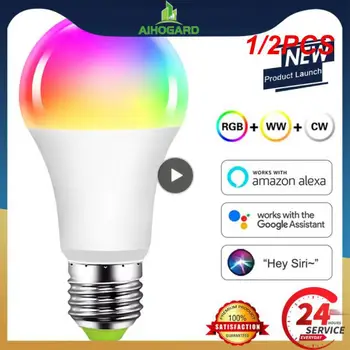 1 / 2 шт. Умные лампочки E27 Светодиодная лампа Умная лампочка RGB 220 В 110 В Работает с приложением Tuya Smart Life Smartthings Alexa Hub