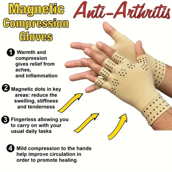 1 пара магнитных компрессионных перчаток от артрита - ортез запястья и противоскользящие перчатки для ухода за руками без пальцев для женщин и мужчин 5