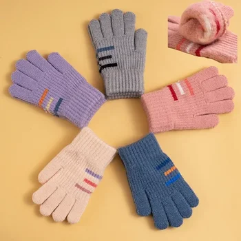 1 пара шерстяных теплых перчаток для детей Простота Мода Полосатая перчатка для мальчика Девочка На открытом воздухе осень зима кашемир 3-6T Детские перчатки