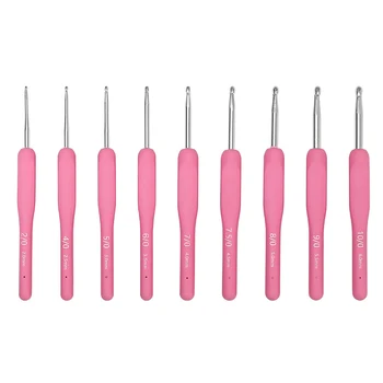  1 шт. 2,0 мм-6,0 мм Розовая мягкая ручка Алюминиевая спица для вязания крючком DIY Свитер Шарф Мягкий процесс шитья Игла Вязальные инструменты 5