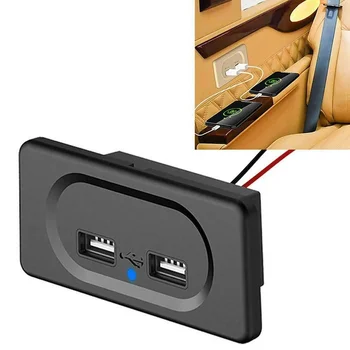 1 шт. Автомобильное зарядное устройство DC5V / 3.1A Двойные USB-порты Зарядное устройство Розетка с синим светодиодным индикатором для 12 В Авто Лодка Автодом Караван