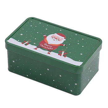 1 шт. Рождественская квадратная жестяная банка Candy Box Подарочная коробка для хранения Бисквит Банка Металлическая банка Домашняя коробка для хранения Рождественские банки для конфет Детский подарок 0