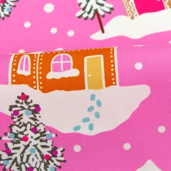 1 ярд хлопковый поплин тканая ткань для ткани, сумки, постельного белья, дома, рождественской елки на розовом фоне, ширина = 140 см 1