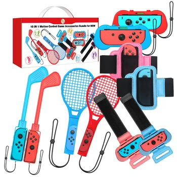10 в 1 Switch Комплект спортивных аксессуаров для Nintendo Switch Sport Game Joycon Controller NS Strap Wrist и клюшки для гольфа