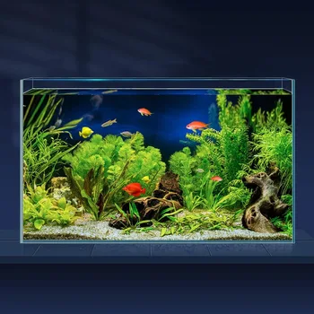  10 галлонов Ультра прозрачный стеклянный аквариум, безободковый аквариум с низким содержанием железа для бетты / нано / золотых рыбок / улиток / креветок, большой аквариум и крышка