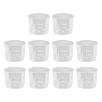 10 Упаковка 15 мл градуированные прозрачные пластиковые мерные стаканчики Практические экспериментальные инструменты D5QC