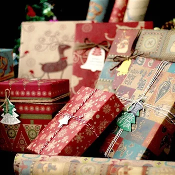 10 шт. Рождественская крафт-бумага Подарочная упаковочная бумага Рождественский Новый год Детский подарок Wapping Аксессуары Подарочная упаковка