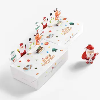 10 шт. Рождественская подарочная коробка Складной 3D Санта-Снеговик Лось Медведь Бумага Шоколадное печенье Угощение Goody Bag Party Favor Pack Kit 4