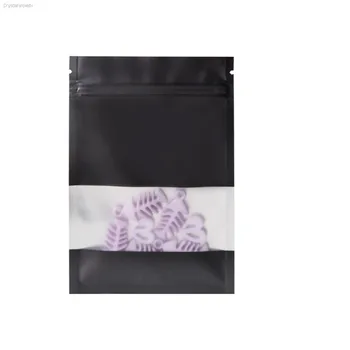 100 шт. Zip Lock Mylar Foil Bag с матовым окном Zipper Grip Seal Многоразовое закрытие Разрыв Выемка Еда Закуска Фасоль Хранение Пакет Пакеты 1