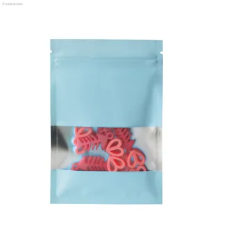 100 шт. Zip Lock Mylar Foil Bag с матовым окном Zipper Grip Seal Многоразовое закрытие Разрыв Выемка Еда Закуска Фасоль Хранение Пакет Пакеты 3