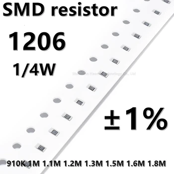 (100 шт.) Резистор SMD 1206 1% 910K 1 М 1,1 М 1,2 М 1,3 М 1,5 М 1,6 М 1,8 М 1/4 Вт Более высокое качество 0