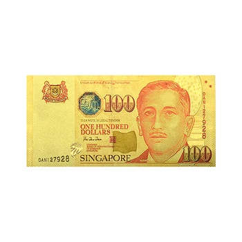 10шт В конверте Сингапур Золотые банкноты Коллекционные предметы Невалюта 100 долларов Памятные поделки 2