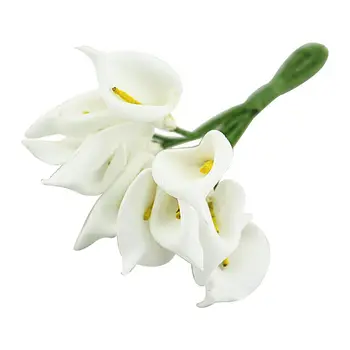 12Pcs Мини Калла Искусственный Цветок Букет Свадебное Украшение DIY Венок Подарок Белый 0