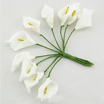 12Pcs Мини Калла Искусственный Цветок Букет Свадебное Украшение DIY Венок Подарок Белый 2