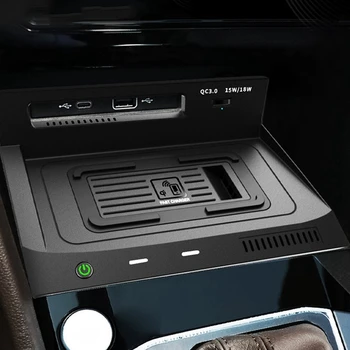 15 Вт Автомобильное беспроводное зарядное устройство Быстрая зарядная пластина для Volkswagen VW Allspace Tiguan L Tiguan X Tharu 2022 MK2 Black ABS 1 шт. 2