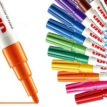 15 цветов Японский лаковый маркер UNI PX-21 Примечания Промышленная ручка Круглая головка Толстый маслянистый перманентный маркер Шины Краска для ретуши Граффити 3