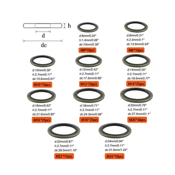 170 шт. Набор резиновых колец O с футляром для хранения 10 размеров Ассортимент герметичных колец 5