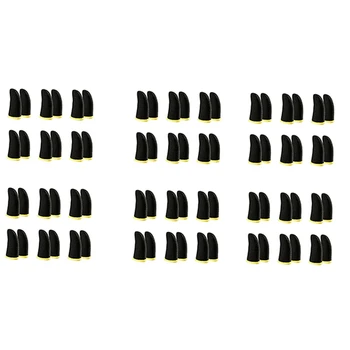 18-контактные гильзы для пальцев из углеродного волокна для PUBG Mobile Games Контактный экран Рукава для пальцев черного и желтого цвета(72 шт.) 0