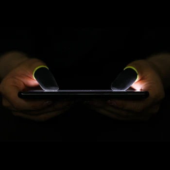 18-контактные гильзы для пальцев из углеродного волокна для PUBG Mobile Games Контактный экран Рукава для пальцев черного и желтого цвета(72 шт.) 3