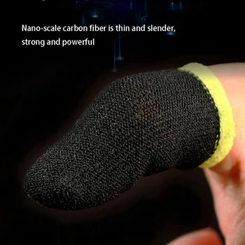 18-контактные гильзы для пальцев из углеродного волокна для PUBG Mobile Games Контактный экран Рукава для пальцев черного и желтого цвета(72 шт.) 5