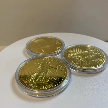 1PC Золотая и серебряная памятная монета США Eagle Статуя Свободы Памятная медаль Монета Трансграничная монета Eagle Ocean 2