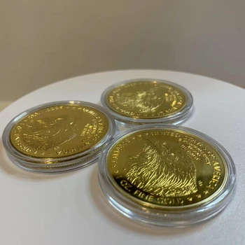 1PC Золотая и серебряная памятная монета США Eagle Статуя Свободы Памятная медаль Монета Трансграничная монета Eagle Ocean 3