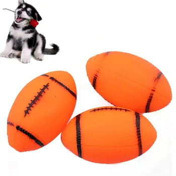 1шт Пищащие жевательные игрушки для домашних животных Звучащая игрушка для собак Щенки Футбол Футбол Собаки Тренировка с мячом Регби игрушки для собак 0