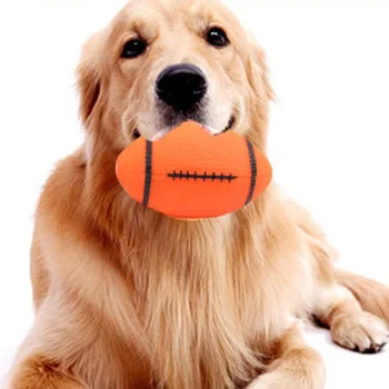 1шт Пищащие жевательные игрушки для домашних животных Звучащая игрушка для собак Щенки Футбол Футбол Собаки Тренировка с мячом Регби игрушки для собак 1