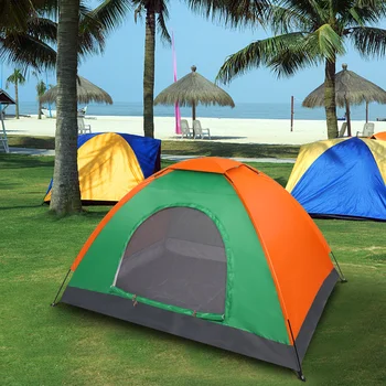 2-местная водонепроницаемая палатка для кемпинга с куполом для пеших прогулок на открытом воздухе Выживание Оранжевая и зеленая открытая купольная семейная палатка для кемпинга