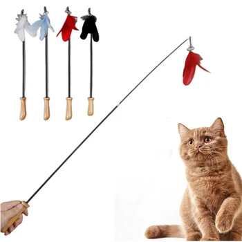 2 секция телескопическая дразнящая игрушка для кошек забавная подвеска из перьев с палочкой-колокольчиком котенок играющие интерактивные игрушки товары для домашних животных