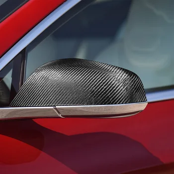 2 шт. Крышка зеркала боковой двери Матовая отделка из углеродного волокна Крышка зеркал заднего вида Замена крышек для 2012-18 Tesla Model S