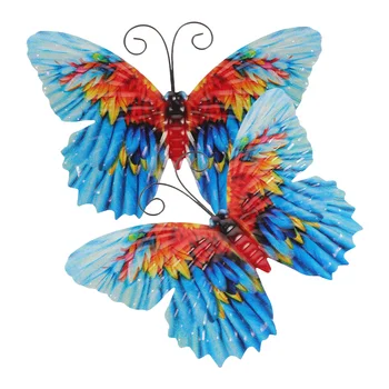 2 шт. Металлическая бабочка Стена Подвеска Стена На открытом воздухе Indoor Hanging Ornament для стены