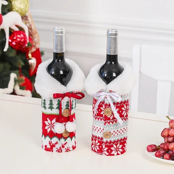 2 шт. Рождественская сумка для бутылки вина, рождественская сумка для бутылки вина, как показано на рисунке Ткань Идеальный декор бутылки для рождественского стола