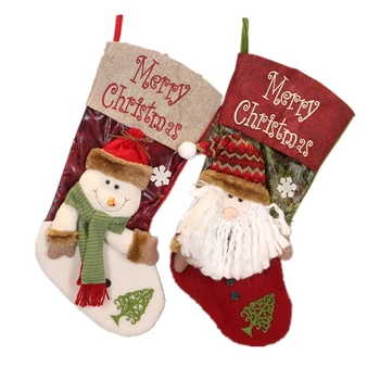 2 шт. Рождественский чулок Рождественские чулки, как показано для украшения елки, персонализированный подарочный пакет для носков для подростков, мешок для конфет